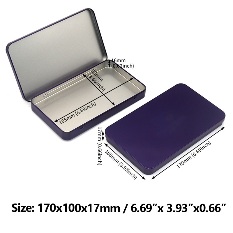 BT1001 Custom Logo Metal Box Packaging Case Hinged Tin Box Tin Packaging Empty Small Hinged Tin Metal Containers