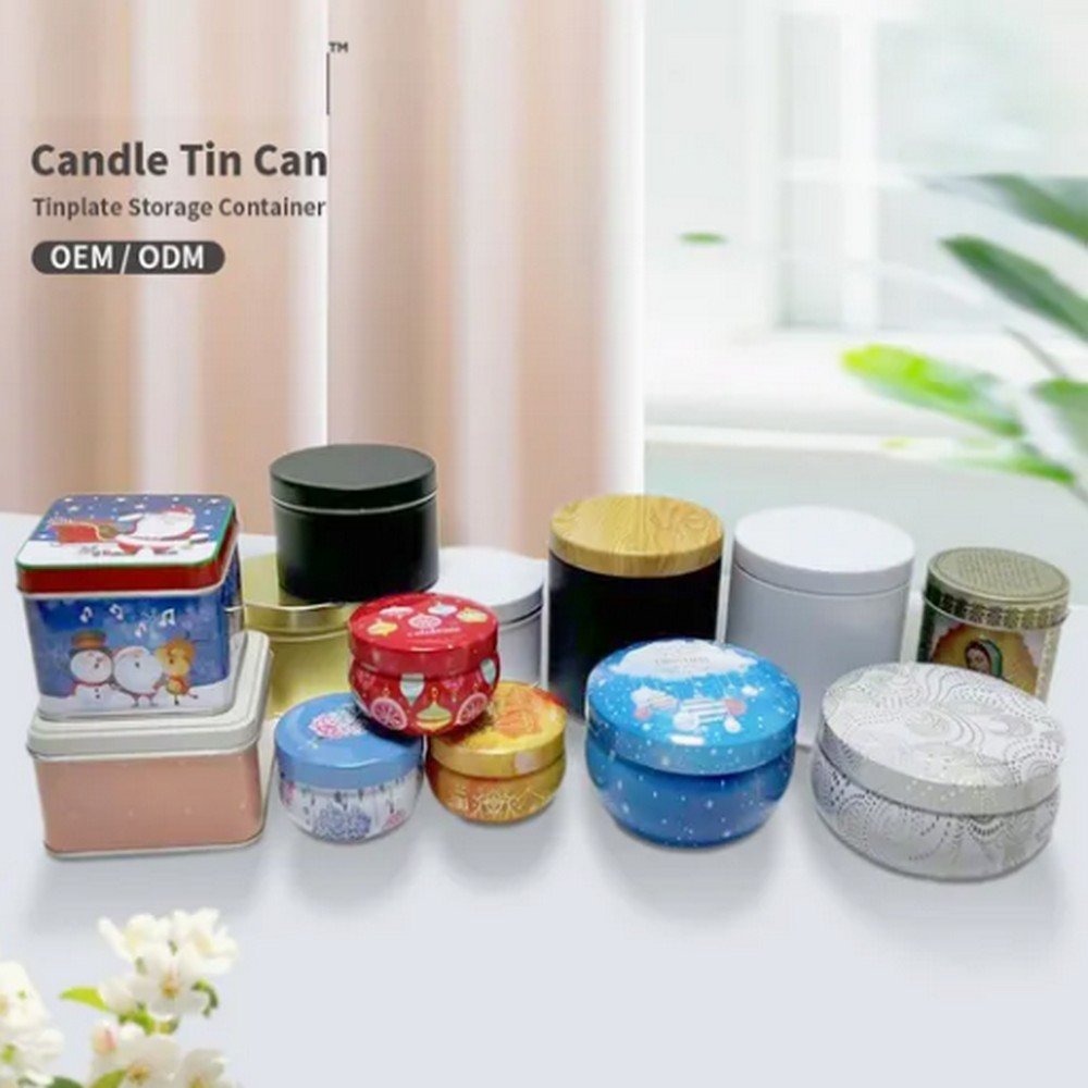 BT041217 Custom Christmas Tinplate Jar, Factory Empty Metal Container for Small Candle and Gift Packaging