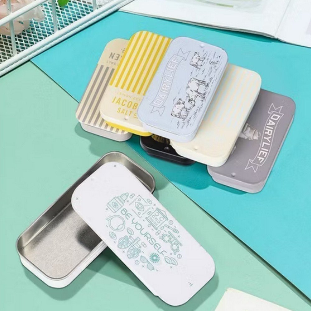 BT043056 Empty Small Tin Box Rectangular Slide Lid Mint Lip Balm Solid Perfume Tin Container Customized Sliding Tin Box