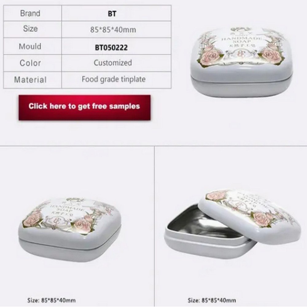 BT050222 Custom Logo Square Metal Containers Gift Bar Soap Tin Jar Good Quality Handmade Soap Tin Box
