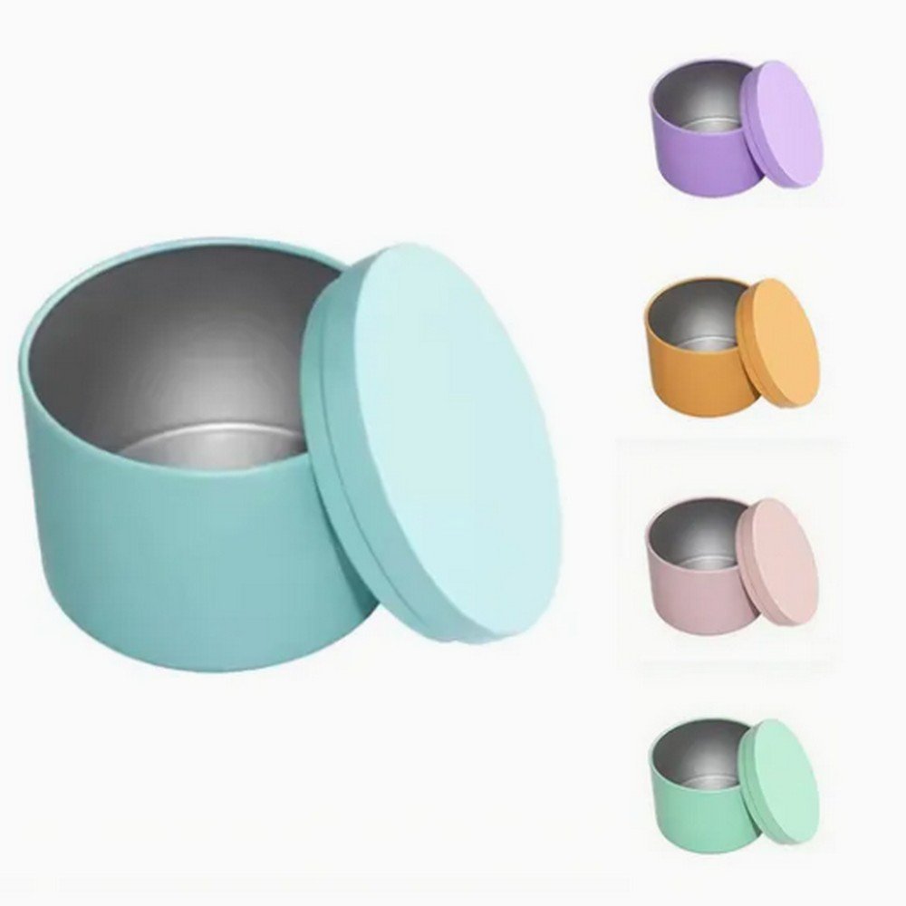 BT0715 8oz Luxury Matte Tinplate Metal Candle Holders Tin Round Empty Scented Tin Box with Lid 4oz 8oz Sizes