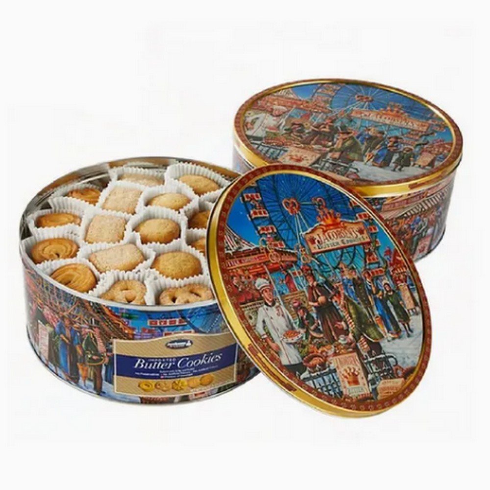 BT071523 Hot Sales New Products Food Grade Round Metal Container Candy Sugar Cookie Tin Can Packaging Box for Baking Cake
