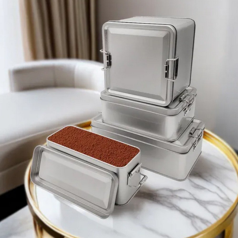 BT07215 Wholesale150X60X65mm Tiramisu Metal Tin Can with Lock for Cake/Metal Tin Can/Box