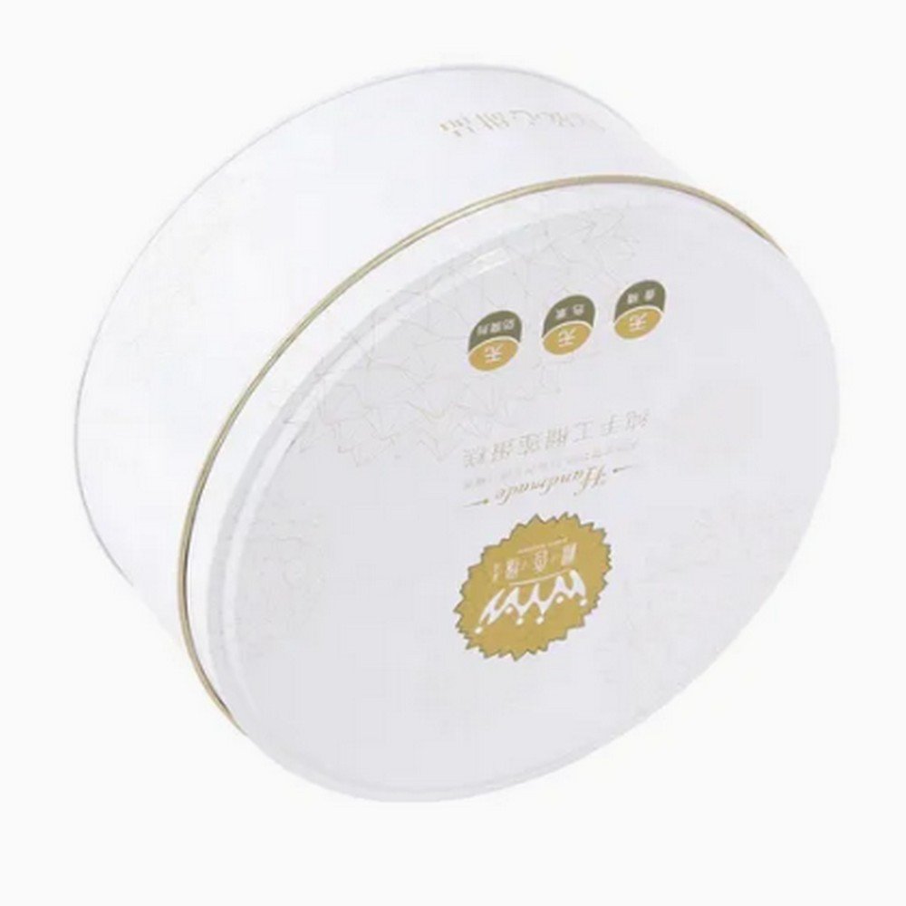 BT08212 Wholesale China Factory Cookie Metal Tin Box Round Organizer Food Grade Big Round Candy Tin Can Metal Box for Cookie with Lids