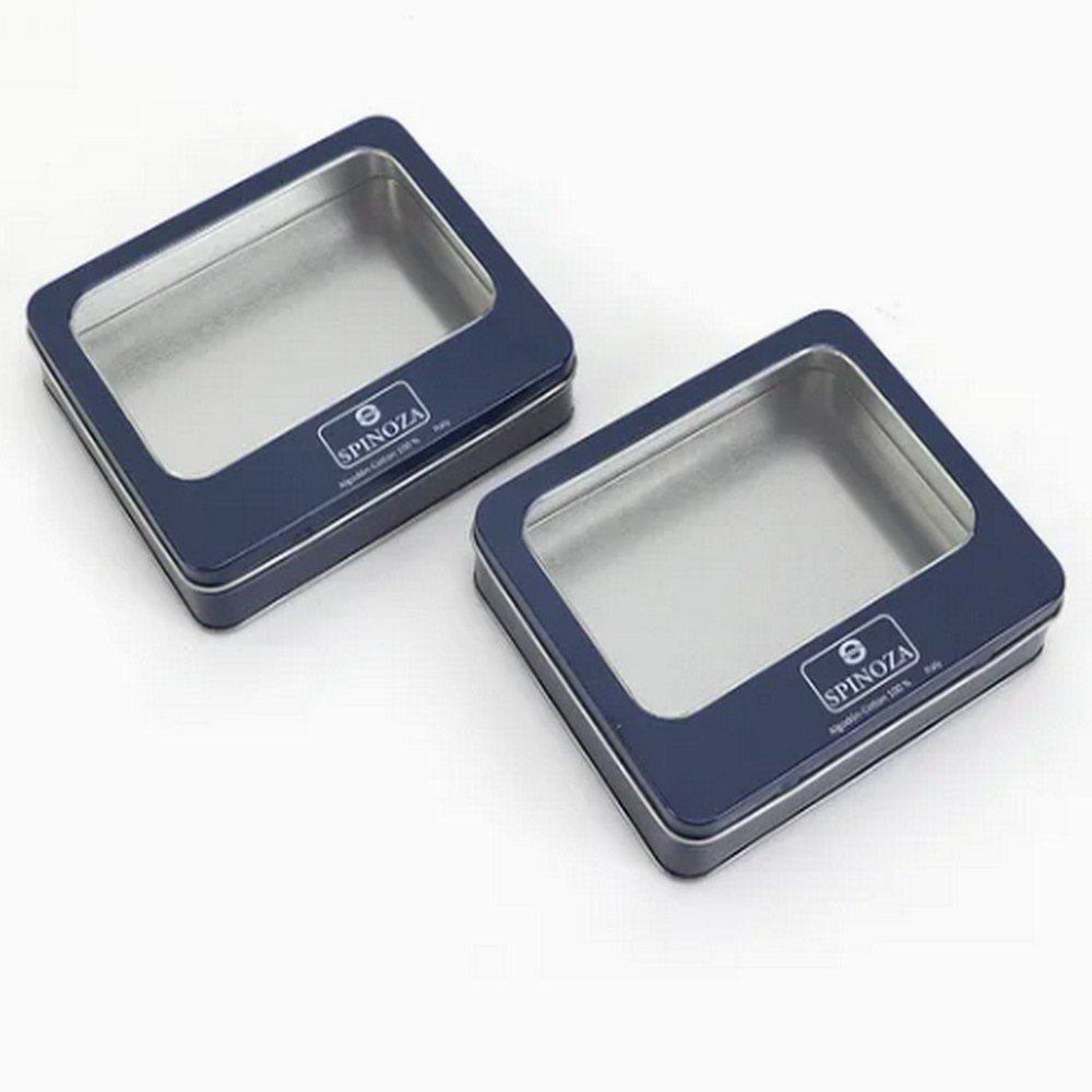 BT08332 Wholesale Custom Metal Tin Box with Clear Window Cookie Candy Gift Storage Metal Pepper Box Price China Square Tin Box