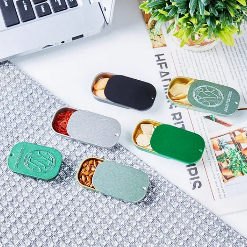 BT088 Rectangular Slide Top Metal Tin Food Grade Square Tin Can Case for Cookies Biscuit Packaging Tool Gift Mint Pill Candy Tin Box of Cookies Biscuit