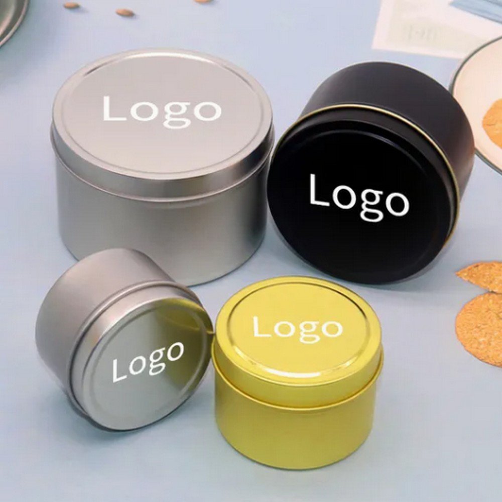 BT10016 Luxury Round Metal Candle Tins 2oz 40z 60z 8oz with Lid Vacuum Travel Tin Box Round Gold Tins Tiramisu Box Metal Can Set