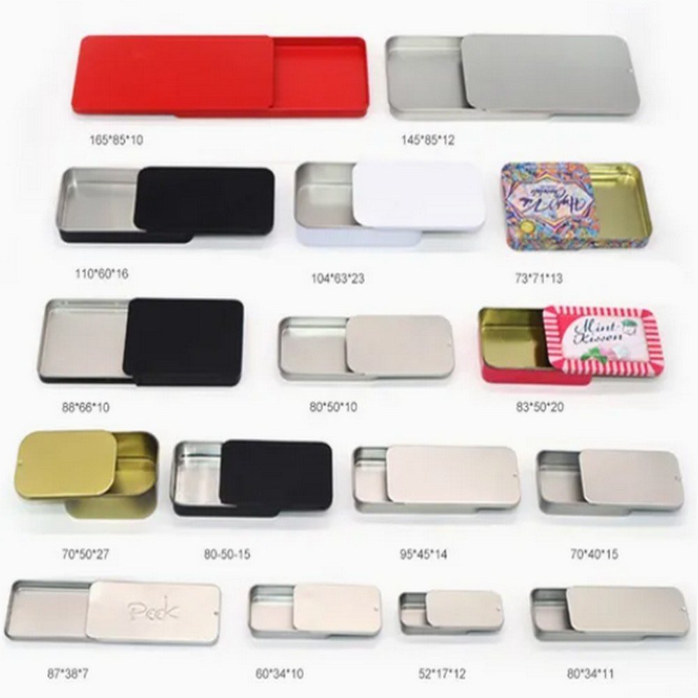 BT10022 Custom Printed Square Metal Chocolate Tin Box Tea Box Gift Box Vacuum Forming Embossed Tin Box Rectangle Empty Metal Sliding Tin Case/Metal Tin Can