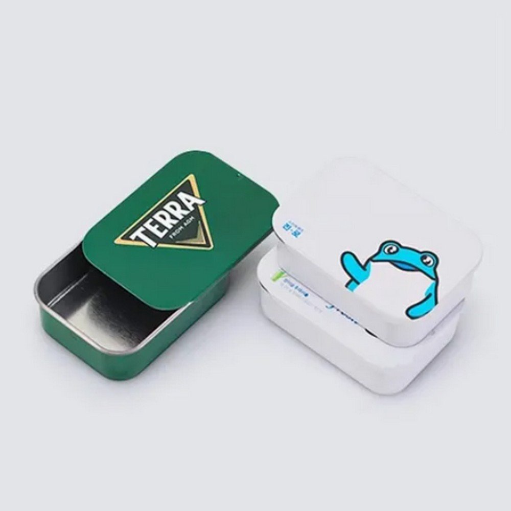 BT103121 Custom Embossed Logo Rectangular Small Cigarette Tobaco Mint Candy Sliding Metal Tin Child Resistant Sliding Tin Box
