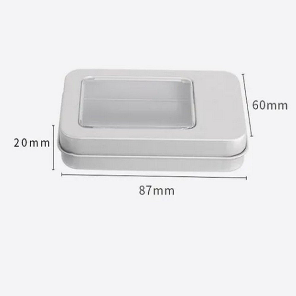BT10323 Wholesale Metal Food Grade Silver Hinged Rectangle Tin Case Can Customise Clear Lid Round Tin Box with Window