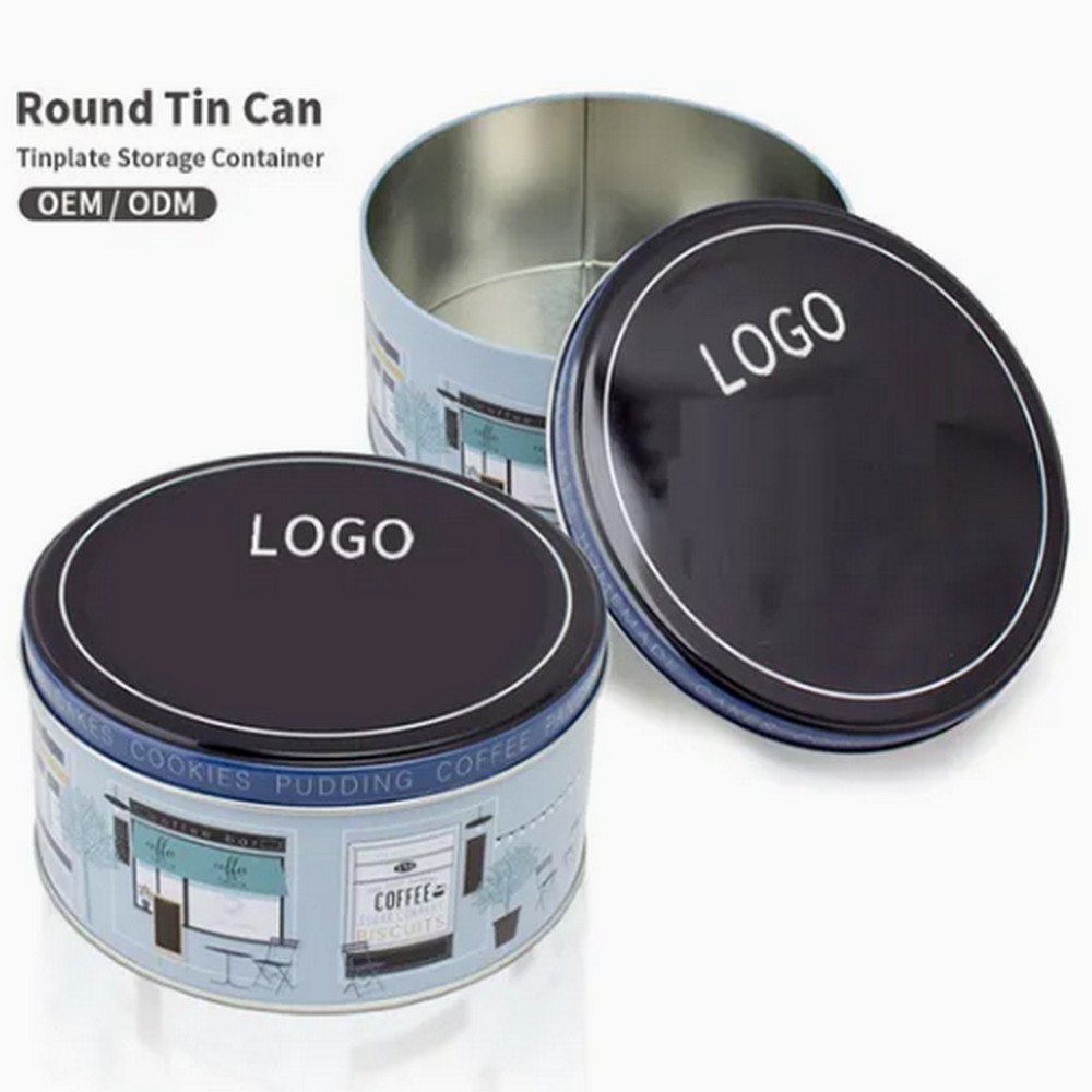 BT10527 Ashion Design Custom Tinplate Box Can Round Shape Metal Jar Packaging Christmas Tin Containers with Lids for Storing Biskuit/Tin Round/Tin Can/Round Shape Can