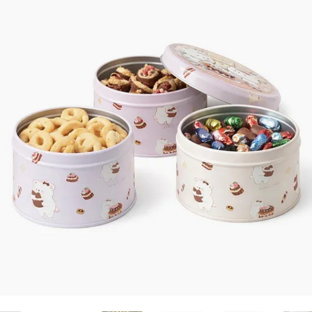 BT33082 Cookie Biscuits Metal with Food Vintage Candy Packing Large Rectangle Can Round Empty Cookies Container Custom Biscuit Tin Box vacuum Forming