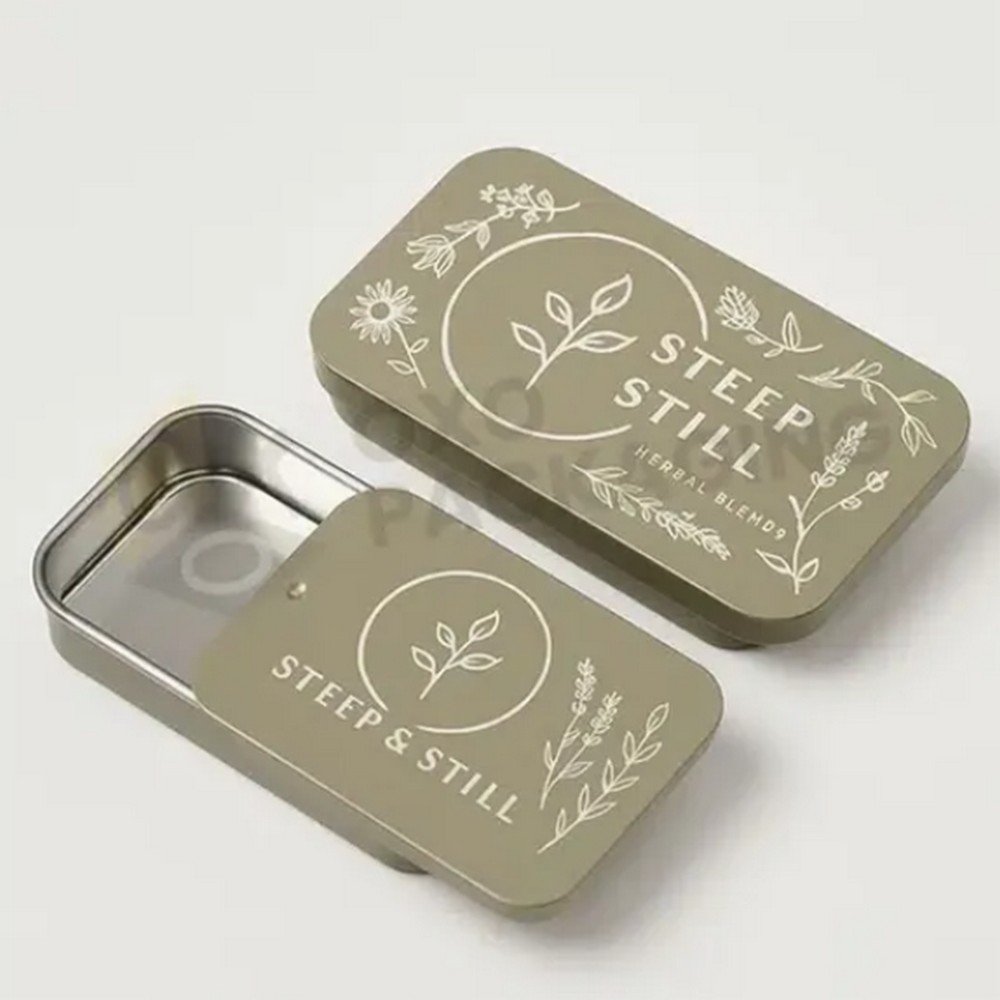 BTP0715 Eco Friendly Sliding Lid Metal Tin Box, Custom Round Tin Can for Cosmetic Pill Spice Packaging