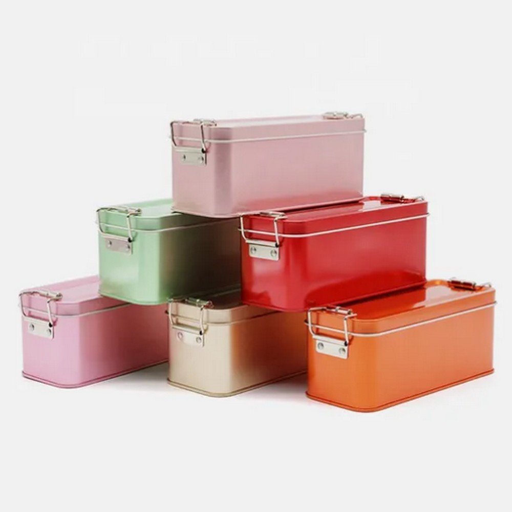 BTT10357 Reusable Food Colored Tin Can Tea for Storage Silver & Gold Tin Lunch Box Cake Cookies Packaging