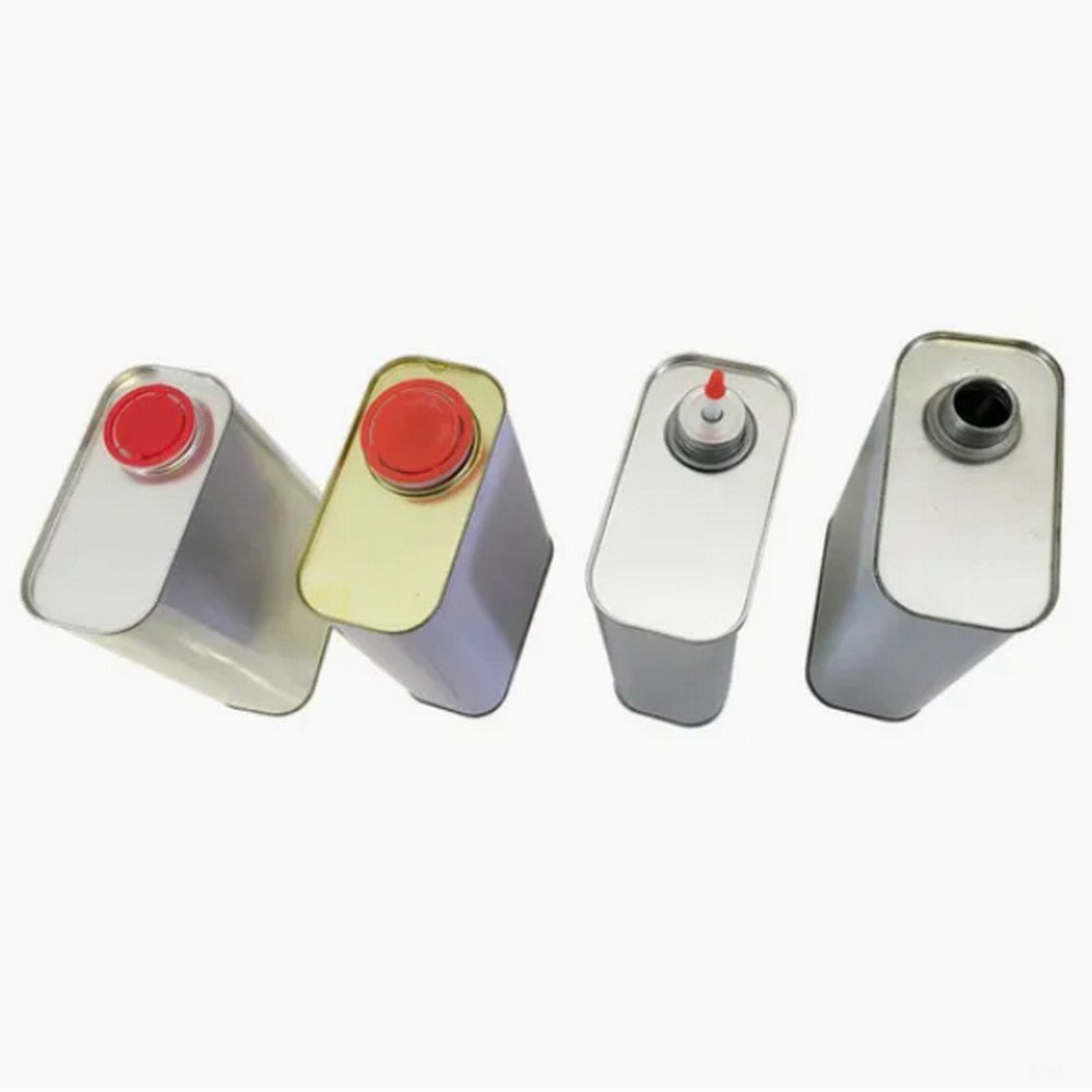 BT10257 200ml-1L F-Style Square Rectangular Metal Jerry Tin Container Can for Glue/Engine Oil/Solvent/Paint Packaging