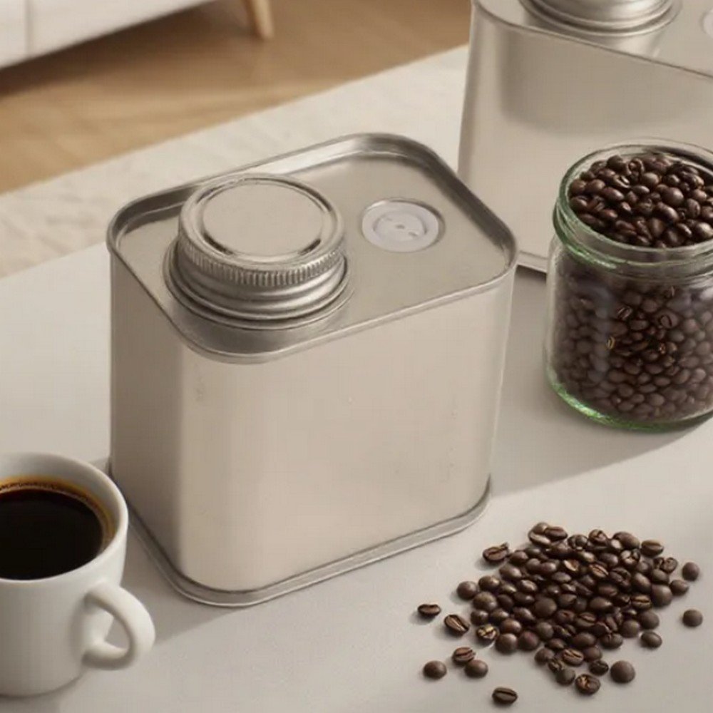 BT1032359 150g 200g 250g 350g 400g 500g Empty Square Metal Tin Can with Valve Food Grade Coffee Bean Tin Can for Food Packaging/Metal Tin Can in Stock