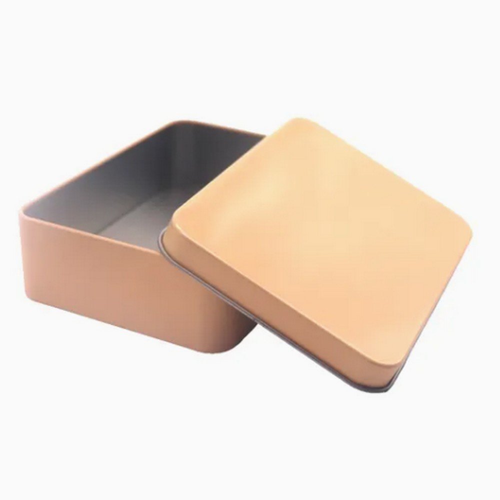 BT0117 Factory Custom Logo Embossed Empty Food Grade Tin Cans Metal Box Cookies Candy Packaging Big Rectangular Tin Can with Lid