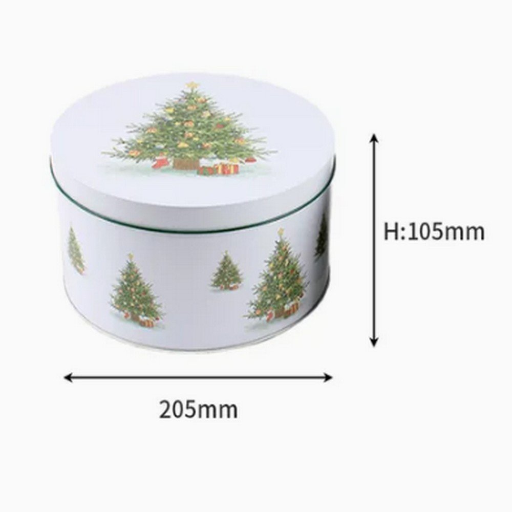 BT0282 Wholesale Custom Large Christmas Cookies Tin Cans Metal Round Box Storage Container Christmas Cracker Packaging/205*105mm Tin Box
