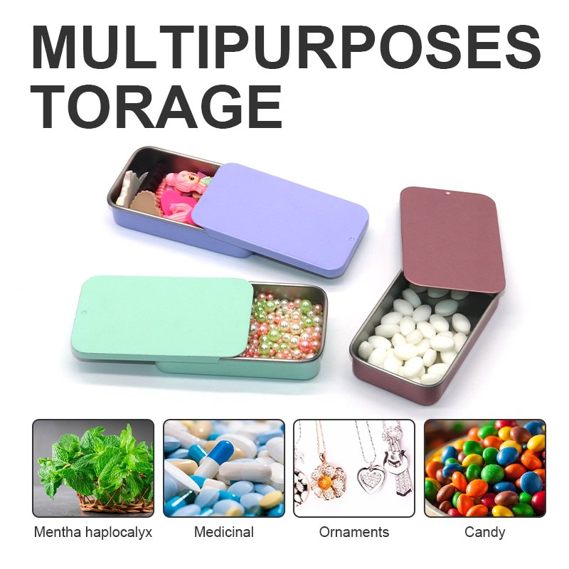 BT60012 Free Stock Samples Slide Top Rectangular Metal Tin Containers Candy Mini Mint case Tin Custom Sliding Tin Box