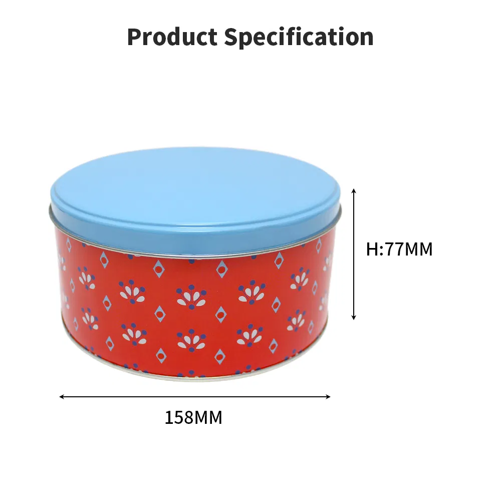 BT30021 Ashion Design Custom Tinplate Box Can Round Shape Metal Jar Packaging Christmas Tin Containers with Lids for Storing Biskuit/Tin Round/Tin Can/Round Shape Can