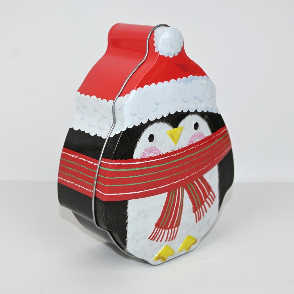 BT251168 Custom Cute Penguin Metal Tin Can Food Safe Christmas Cookie Tin Box for Holiday Gift Packaging