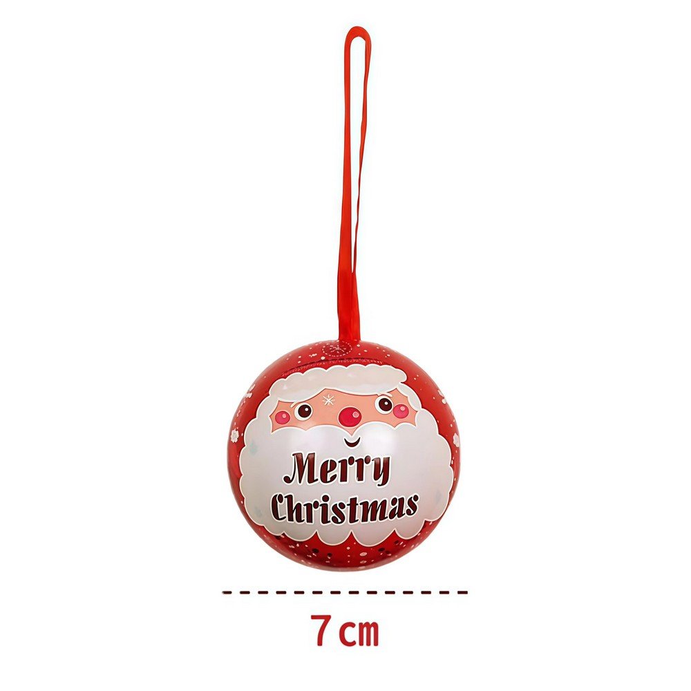 BT252136 Custom Tinplate Christmas Ball Ornament Tin for Candy Hanging Tree Egg Decor