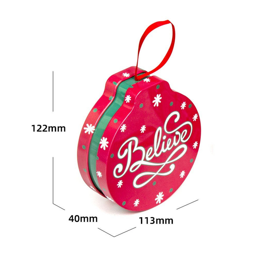 BT252146 Custom Bell Shape Christmas Cookie Tin Box with Lid Metal Chocolate Candy Gift