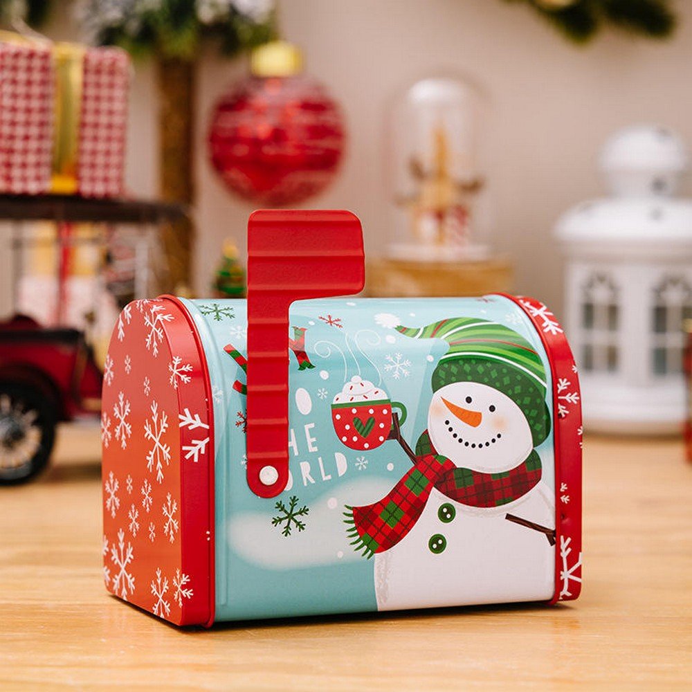 BT252149  Custom Christmas Shaped Cookie Tin for Candy Chocolate Gift Santa Snowman Gingerbread Mailbox